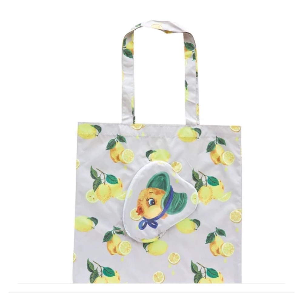 Nathalie Lete! Tote face bag w/ zipper pouch! Grey w/ duck! Japan import!